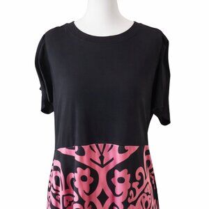 Nemidor Black & Pink Patterned Midi Dress | Size 16W | Like New